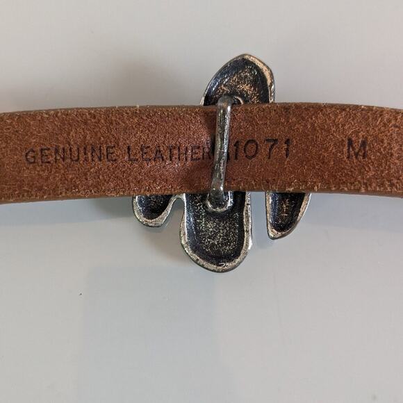 Guess Vintage 90\'s Brown Leather Belt Metal Cactus Snake Chili Pepper Accents main image 8